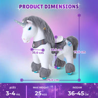 Licorne grise modèle Y, jouet à chevaucher pour les 3-4 ans – Lancement en octobre