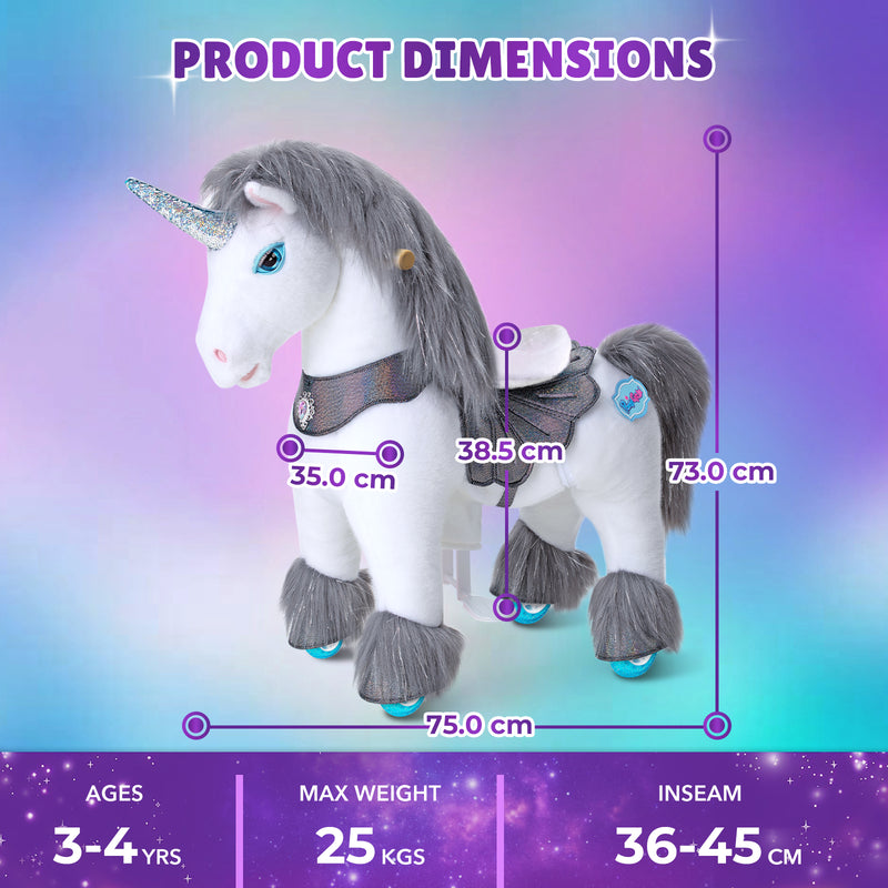 Licorne grise modèle Y, jouet à chevaucher pour les 3-4 ans – Lancement en octobre