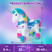 Licorne arc-en-ciel modèle Y, jouet à chevaucher pour les 3-4 ans – Lancement en octobre