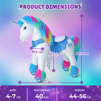 Licorne arc-en-ciel modèle Y, jouet à chevaucher pour les 4-7 ans – Lancement en octobre