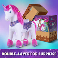 Jouet à chevaucher licorne rose modèle Y pour les 4-7 ans – Lancement en octobre