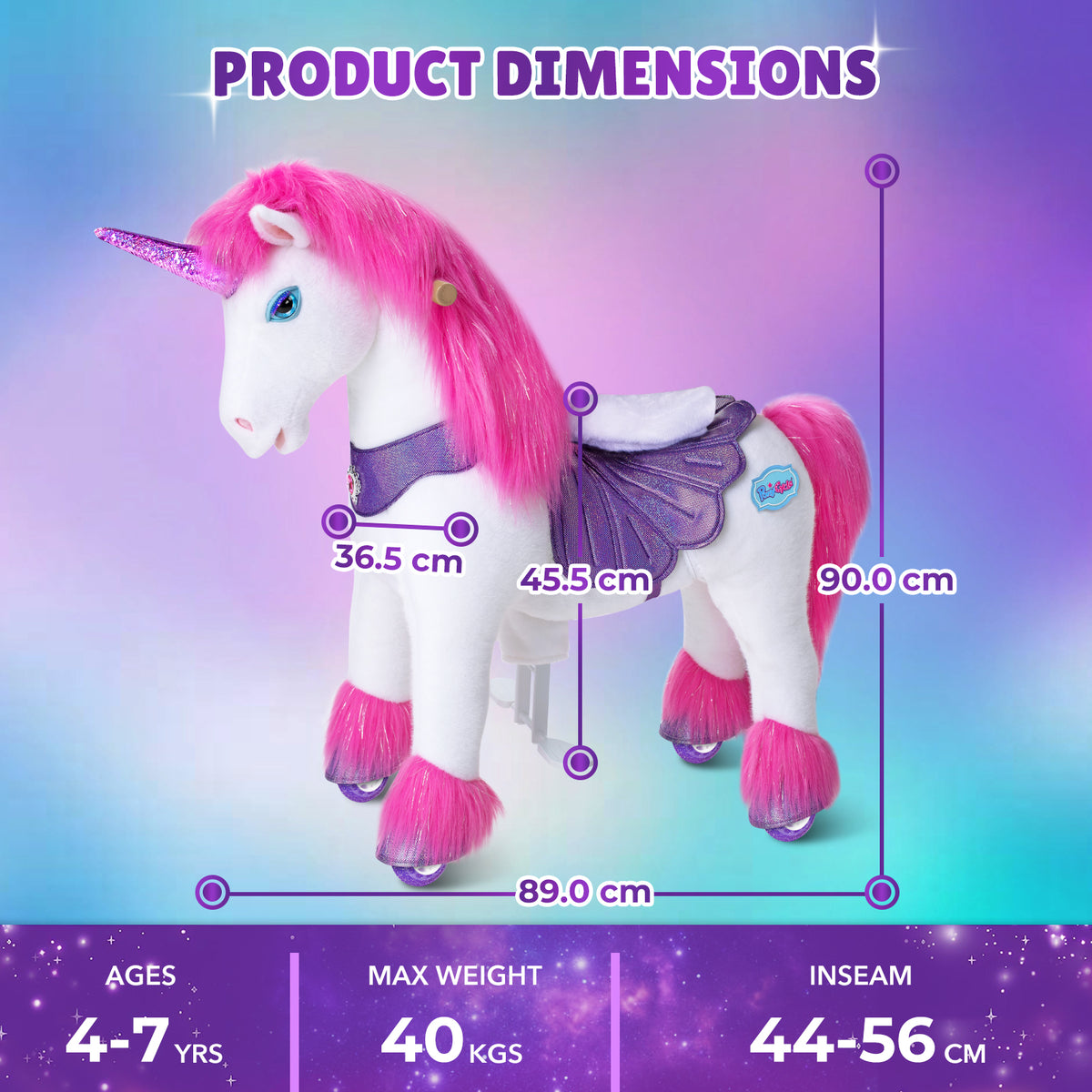 Jouet à chevaucher licorne rose modèle Y pour les 4-7 ans – Lancement en octobre