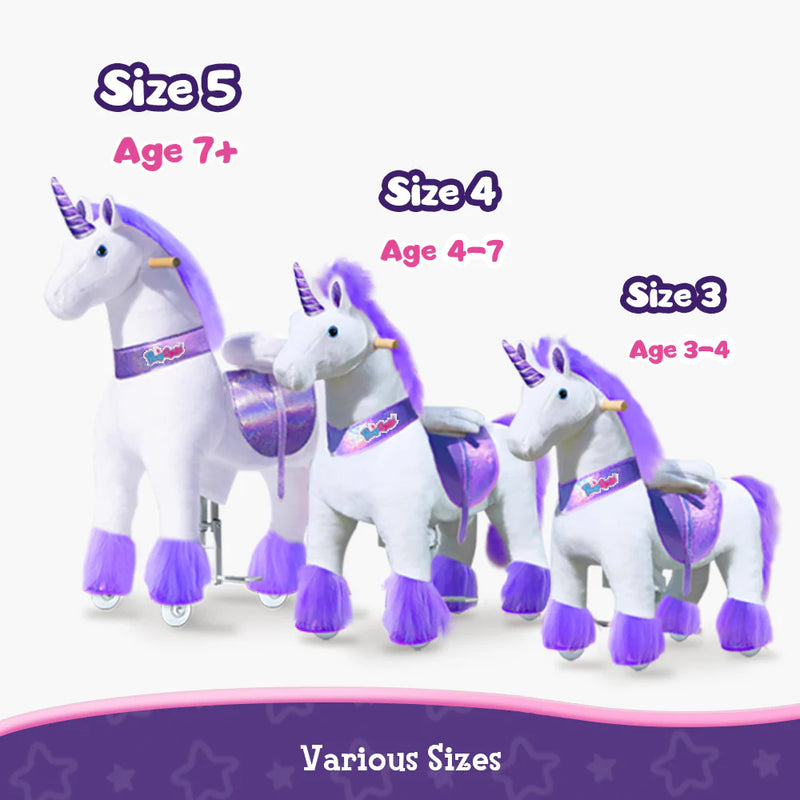 Aufsitz Plüsch Einhorn Alter 4-7 Lila