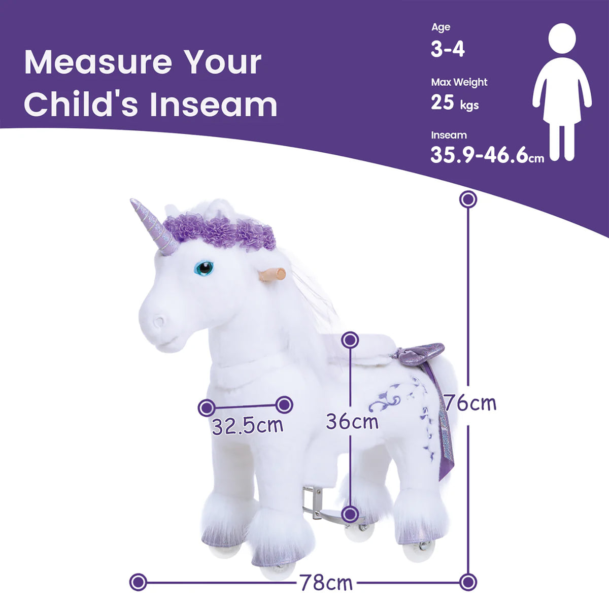 Modell X Einhorn zum Reiten für Alter 3-4