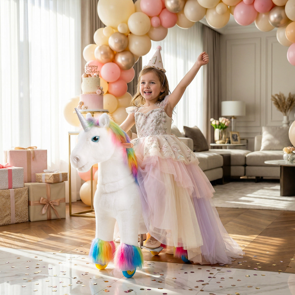 Model X® Unicorn Ride on for Age 3-4 Rainbow（EU in Stock）