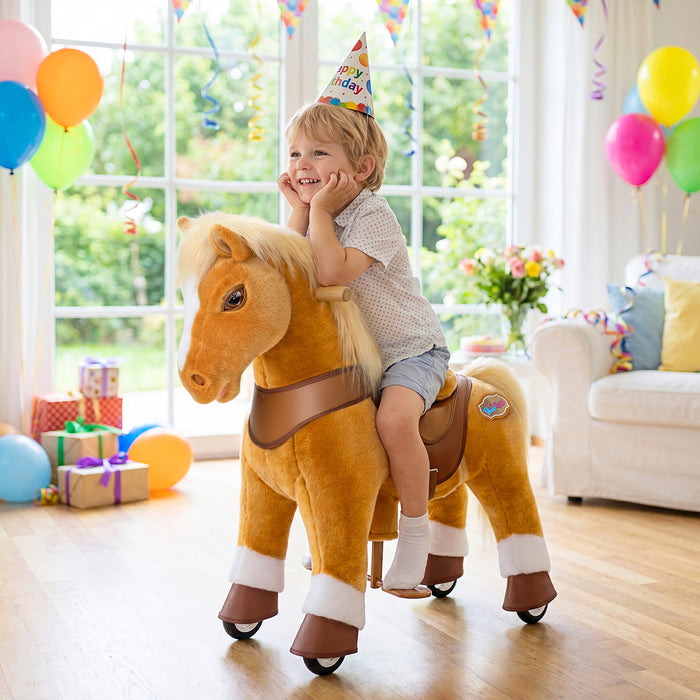 Model Y® Light Brown Horse Rideable Toy for Age 3-4（UK&EU in Stock）
