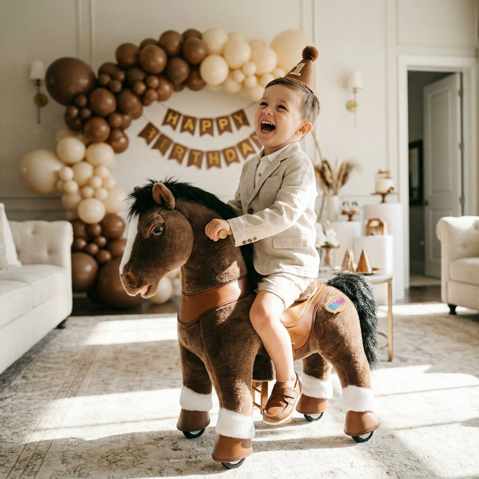 Model Y® Chocolate Brown Horse Rideable Toy for Age 3-4（UK&EU in Stock）