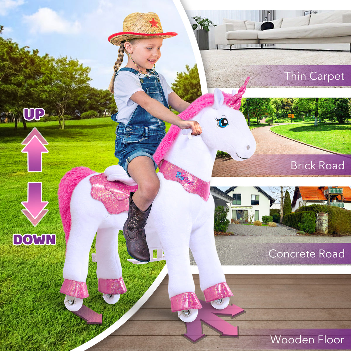 Modell E Rosa Einhorn Reiten Pferd