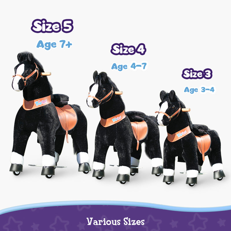PonyCycle® Reiten Sie auf dem Pferd Größe 5 für Alter 7+ Schwarz