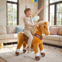 Model Y® Light Brown Horse Rideable Toy for Age 4-7（UK&EU in Stock）