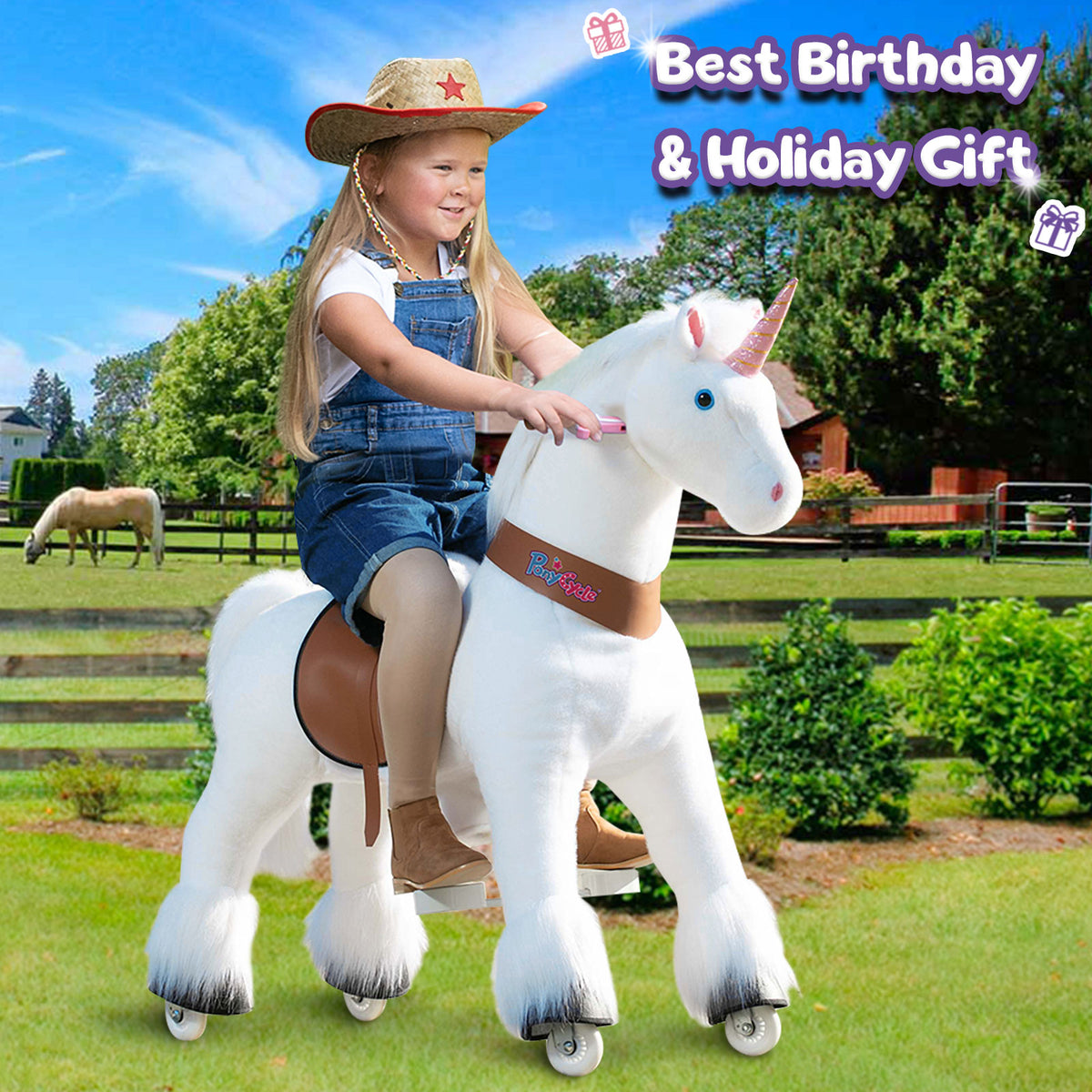 PoneyCycle® Monter sur la Licorne Taille 5 pour les 7 ans et plus Blanc