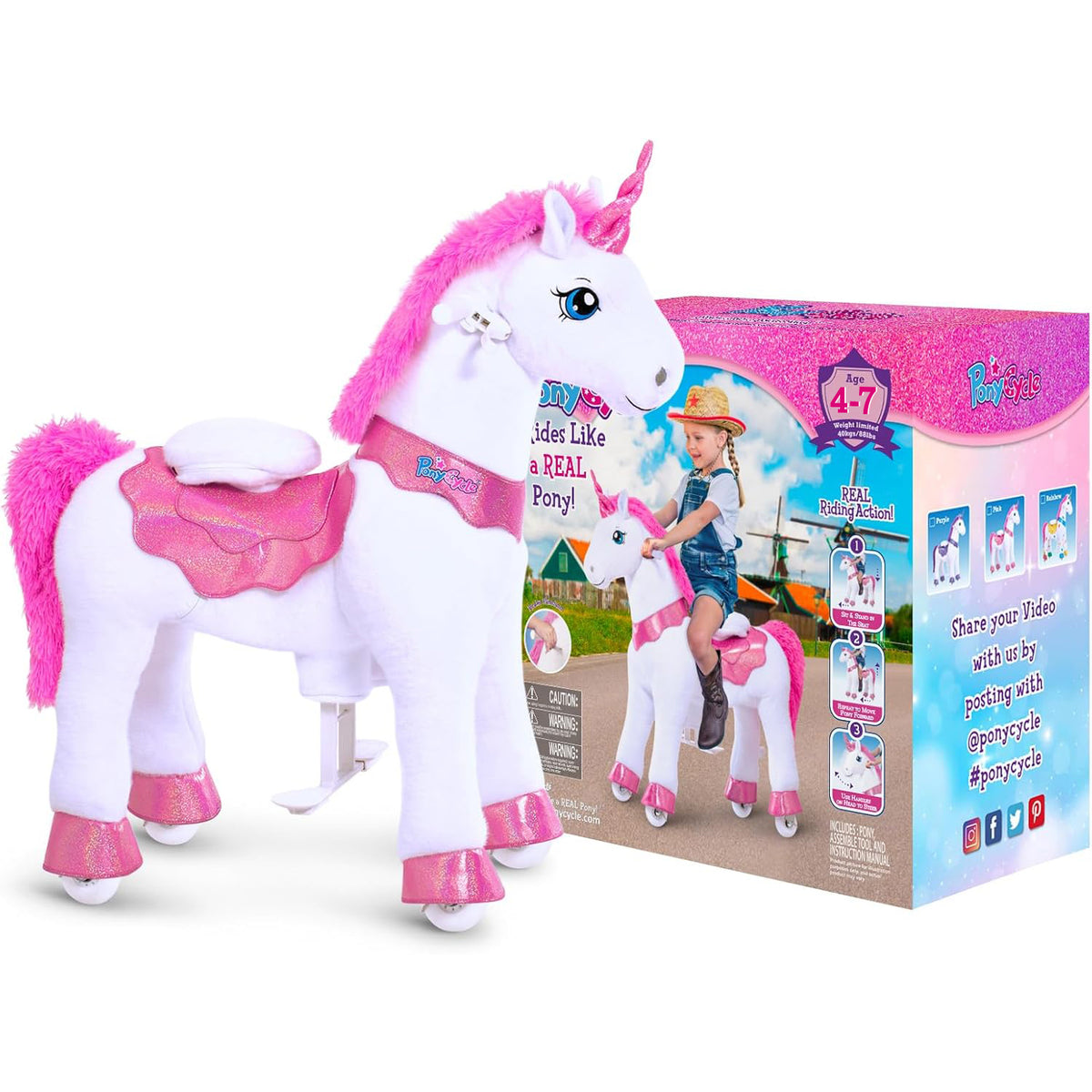 Model E® Ride-on Unicorn Toy Age 4-7（UK&EU in Stock）