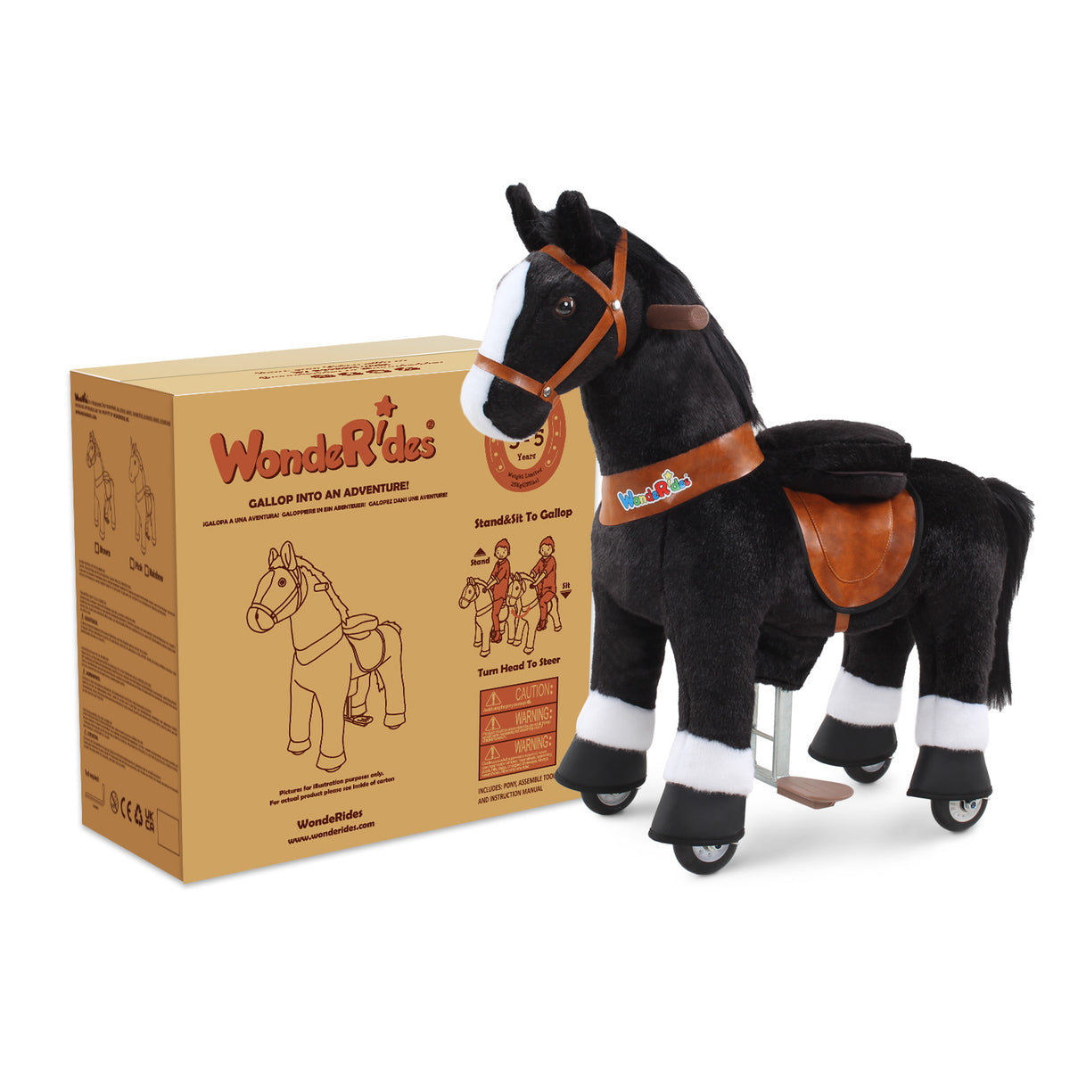 WondeRides Jouet à chevaucher taille 3 pour 3 à 5 ans Cheval Noir
