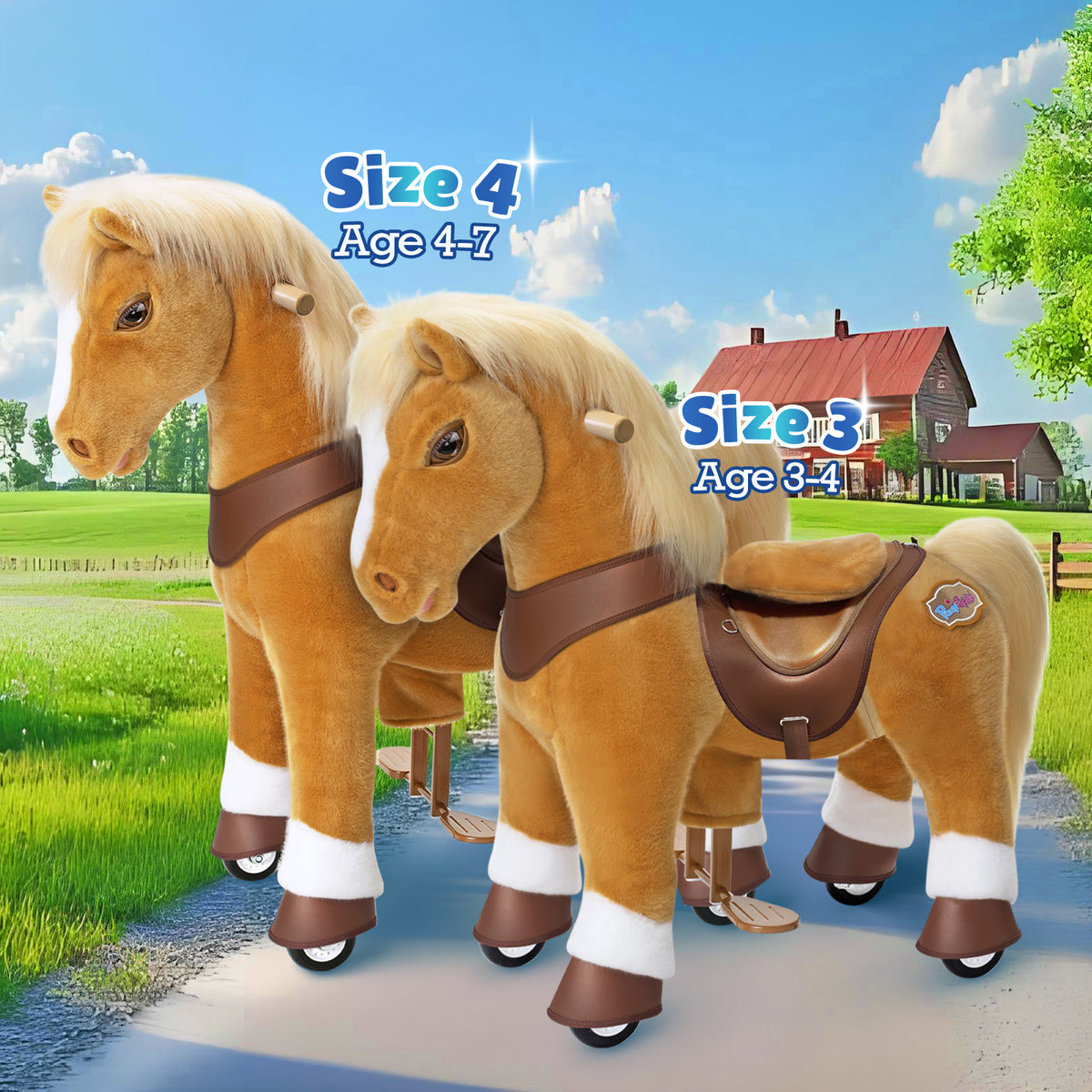 Model Y® Light Brown Horse Rideable Toy for Age 4-7（UK&EU in Stock）