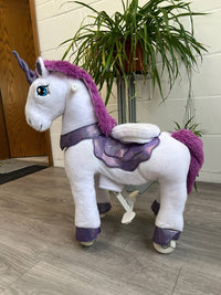 Used PonyCycle® Official Ride on a Unicorn Plush Rocking Horse for Kids-E313