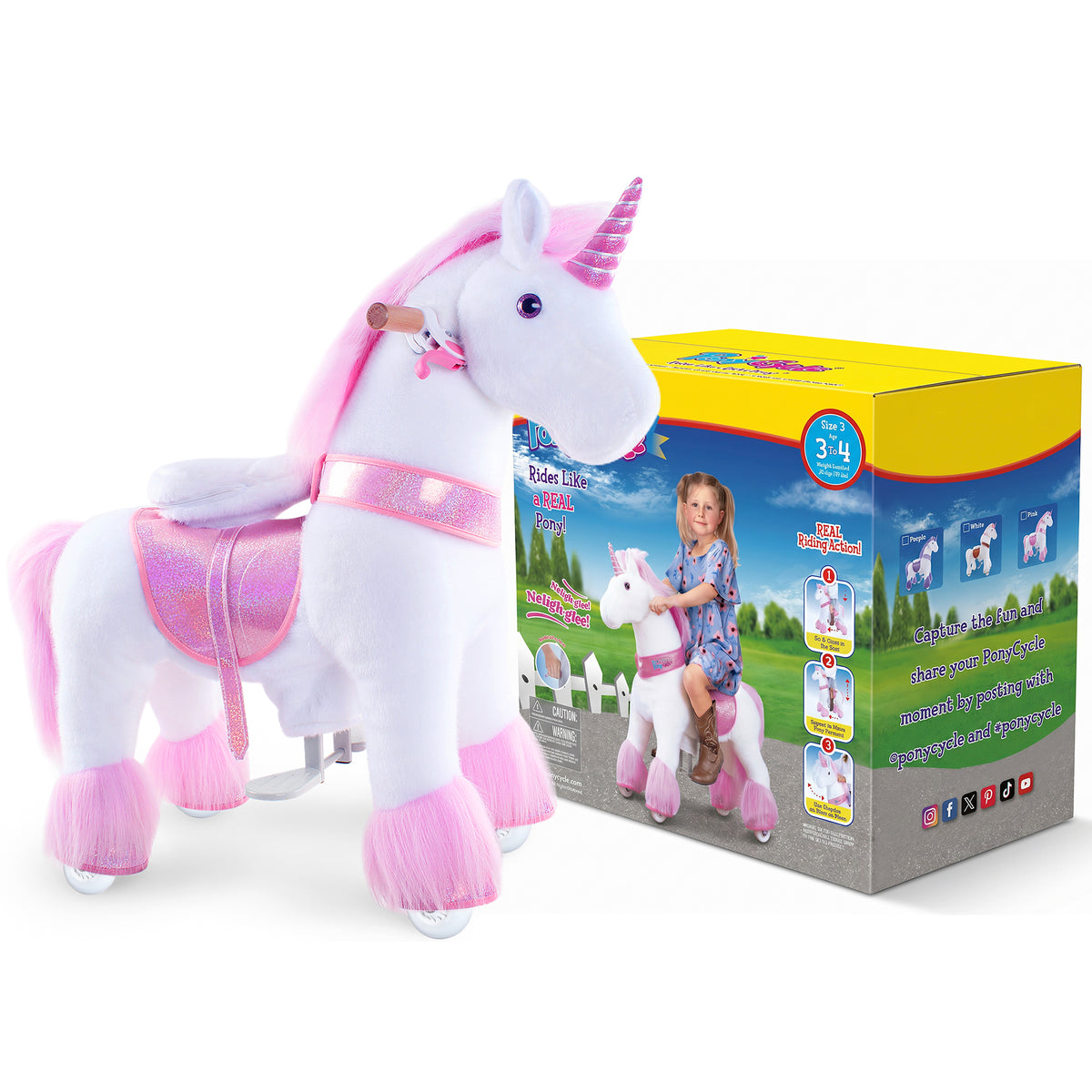 Ride-on Unicorn Age 3-4 Pink（UK&EU in Stock）