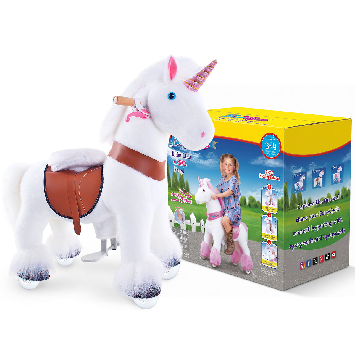 Unicorn ride-on toy Age 3-4 White（EU in Stock）