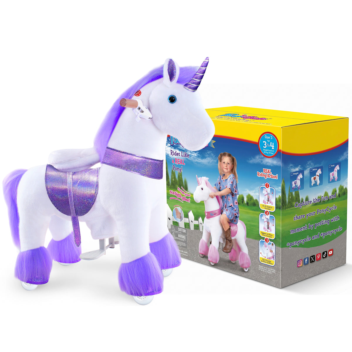 Aufsitz-Einhorn Alter 3-4 Lila