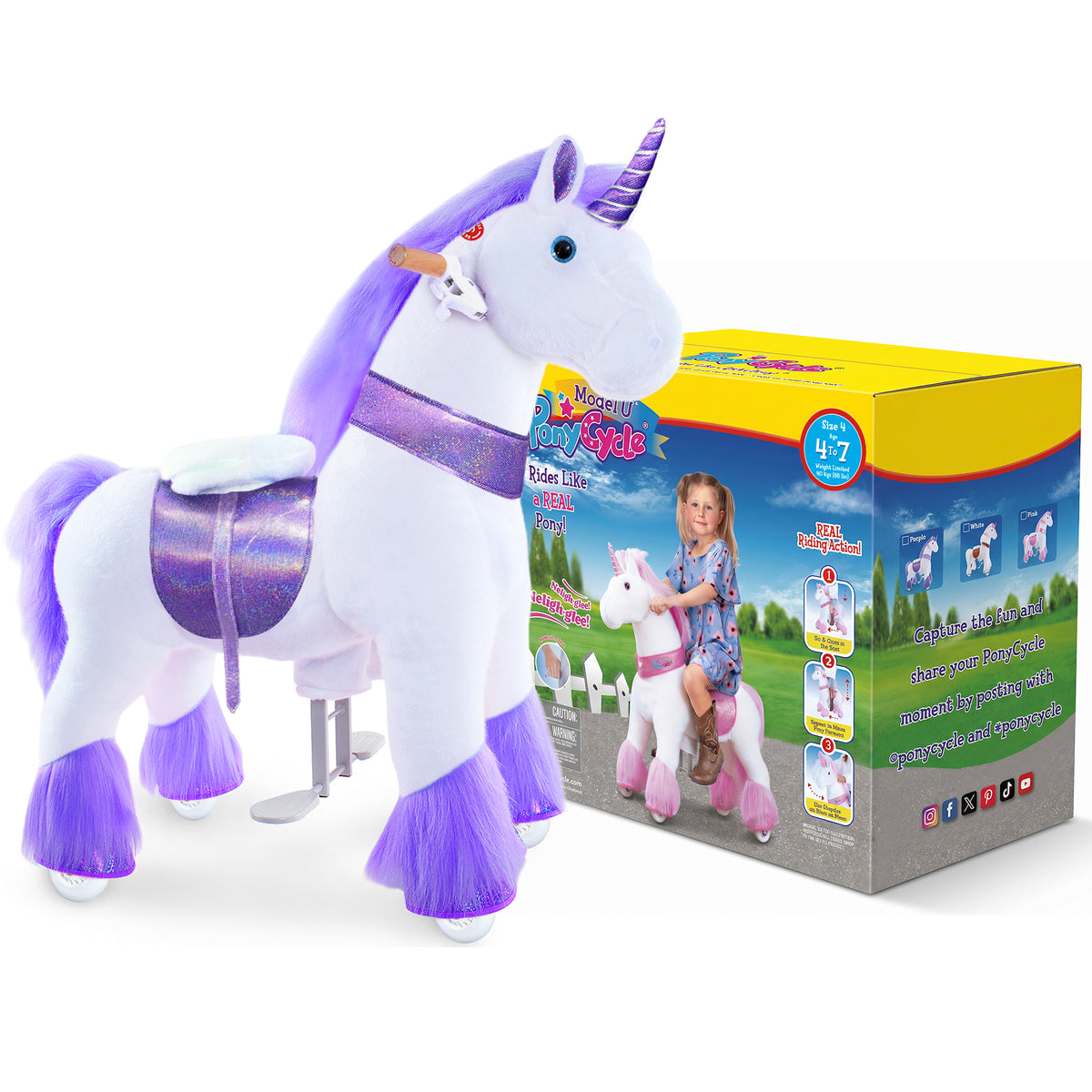 Aufsitz Plüsch Einhorn Alter 4-7 Lila