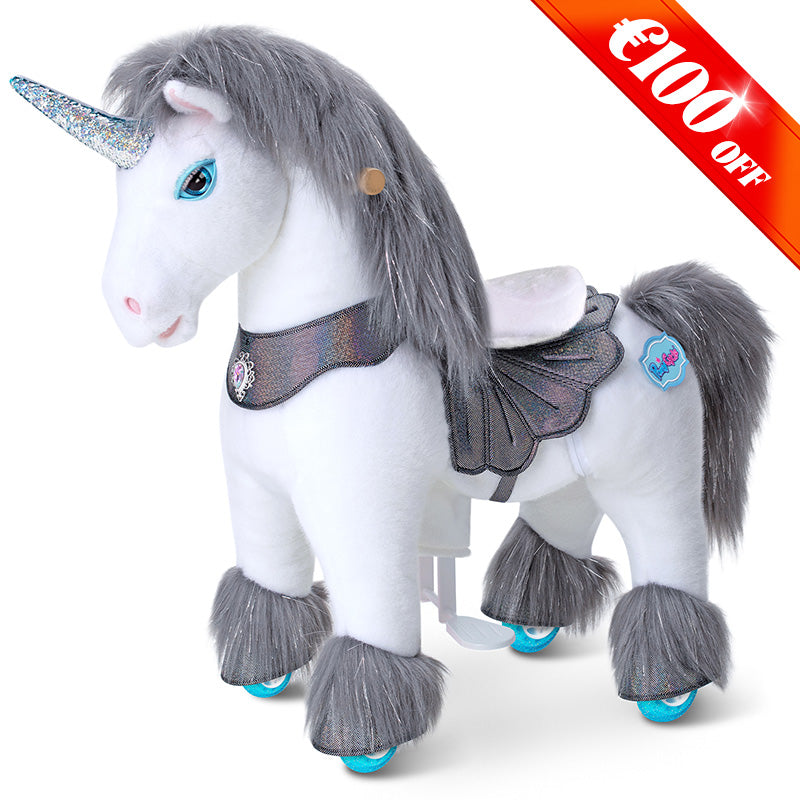 Model Y® Grey Unicorn Rideable Toy for Age 3-4（UK&EU in Stock）